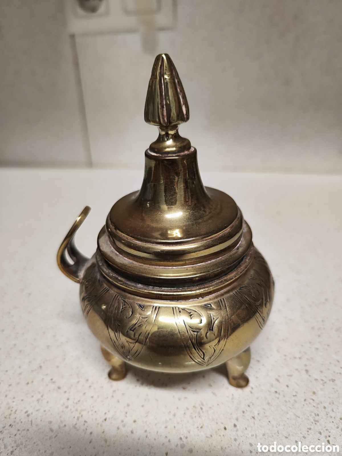 Vintage: Azucarera antigua de bronce de dos piezas - Foto 1