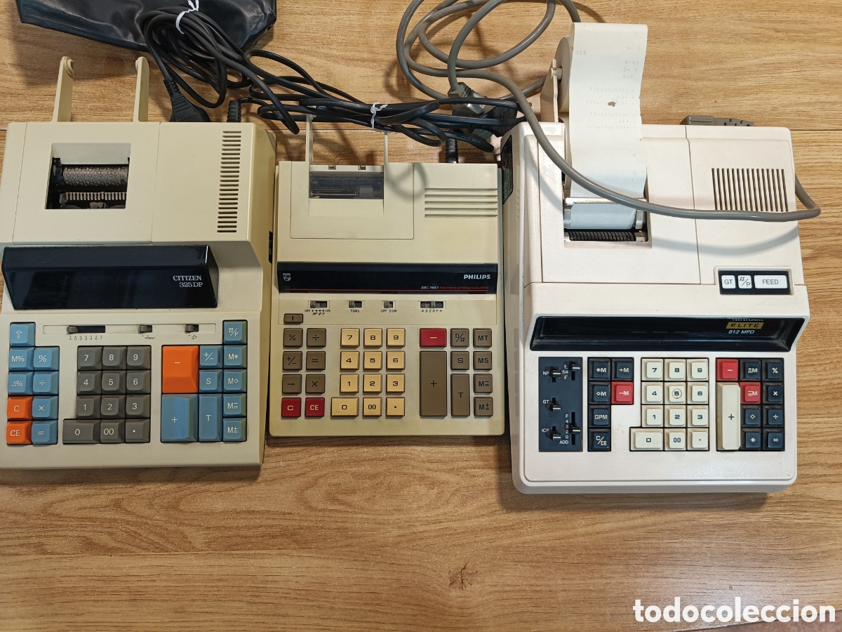Vintage: Tres calculadoras sobremesa impresora de rollo
