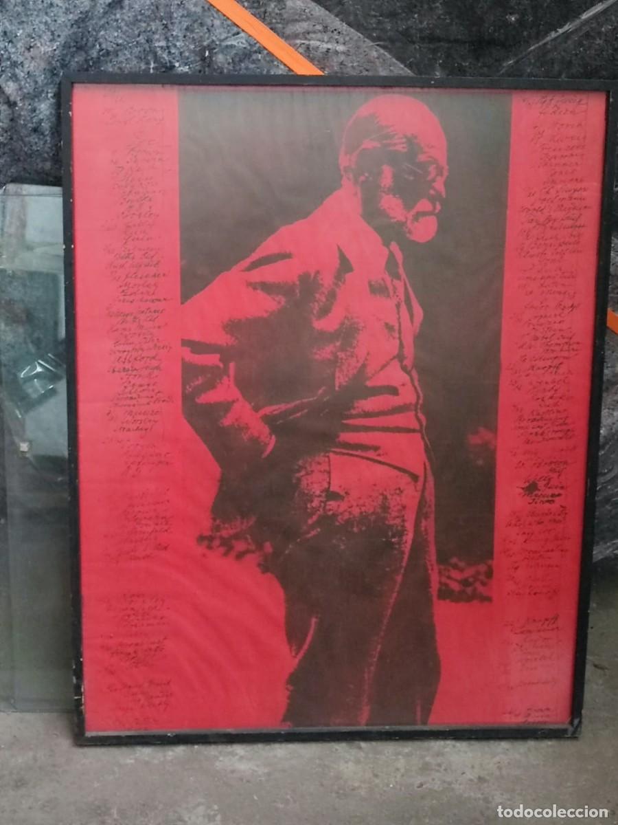 Vintage: Original cuadro de Sigmund Freud p&oacute;ster art&iacute;stico, l&aacute;mina decorativa rojo enmarcada 106X82 cms.