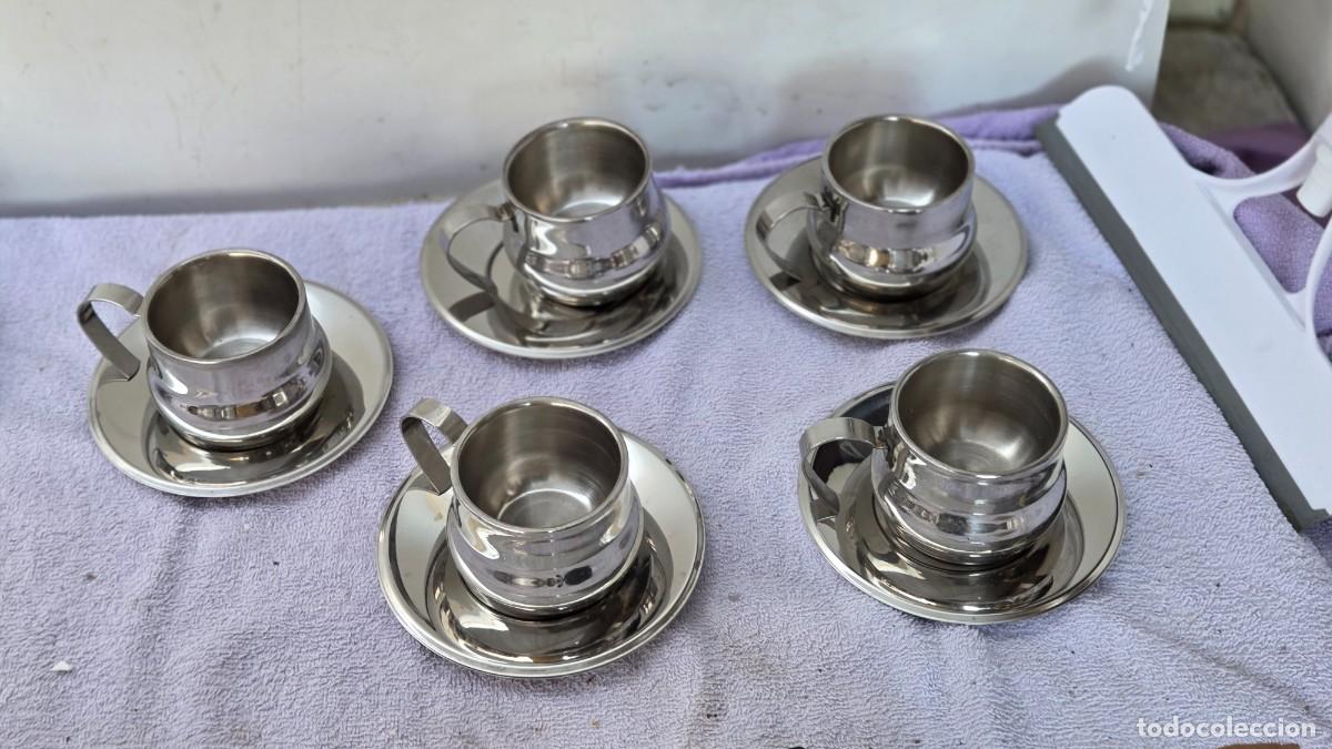 Vintage: 5 tazas y plato de acero
