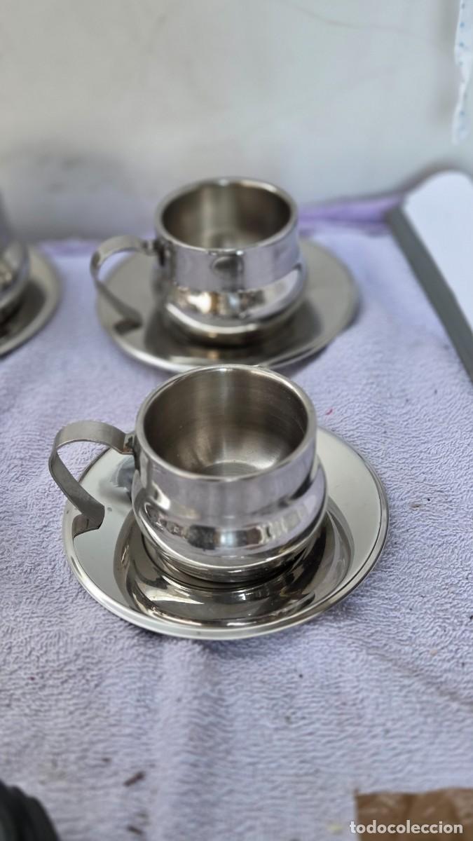 Vintage: 5 tazas y plato de acero - Foto 2