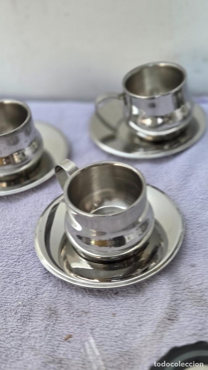 Vintage: 5 tazas y plato de acero - Foto 3