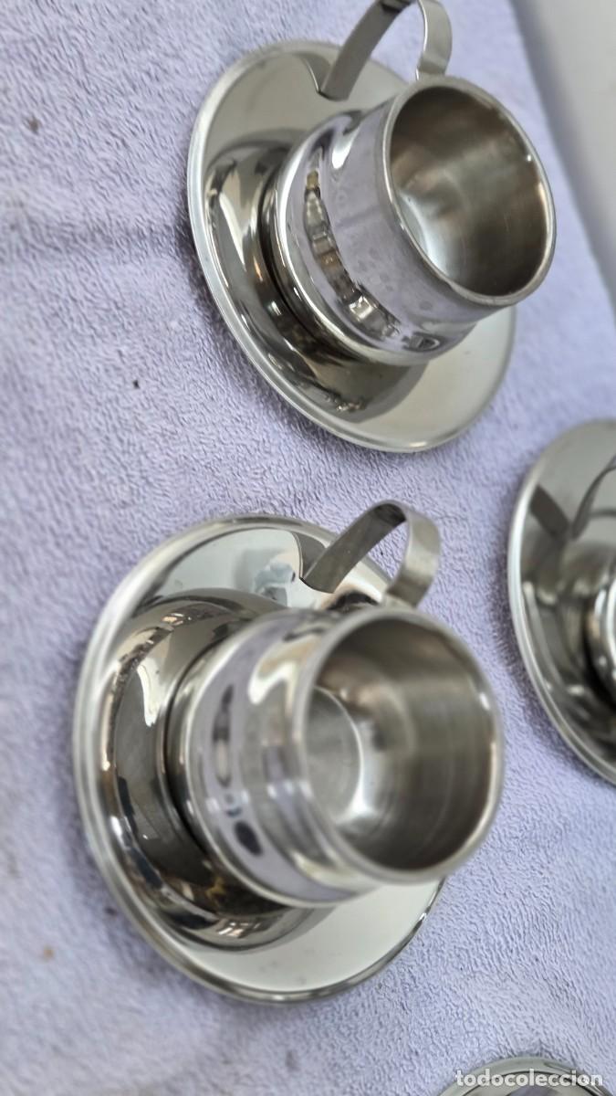 Vintage: 5 tazas y plato de acero - Foto 4