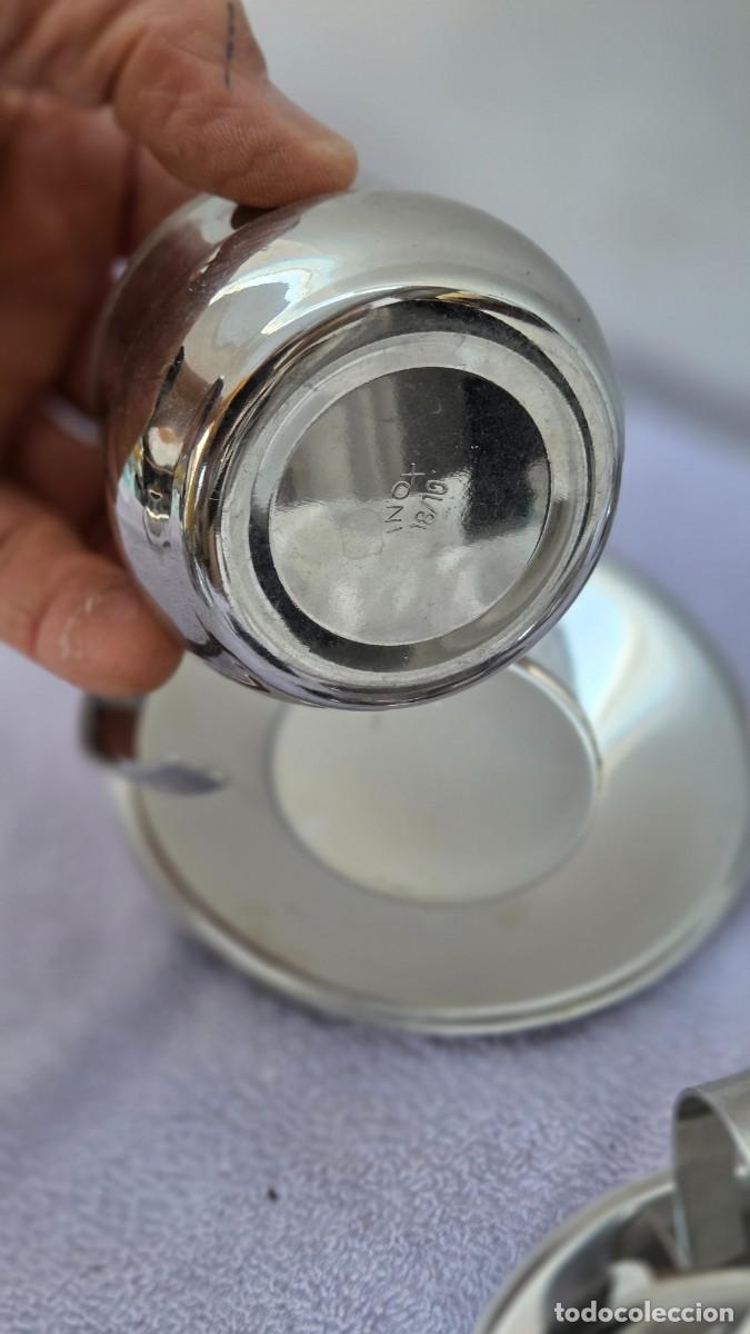 Vintage: 5 tazas y plato de acero - Foto 5