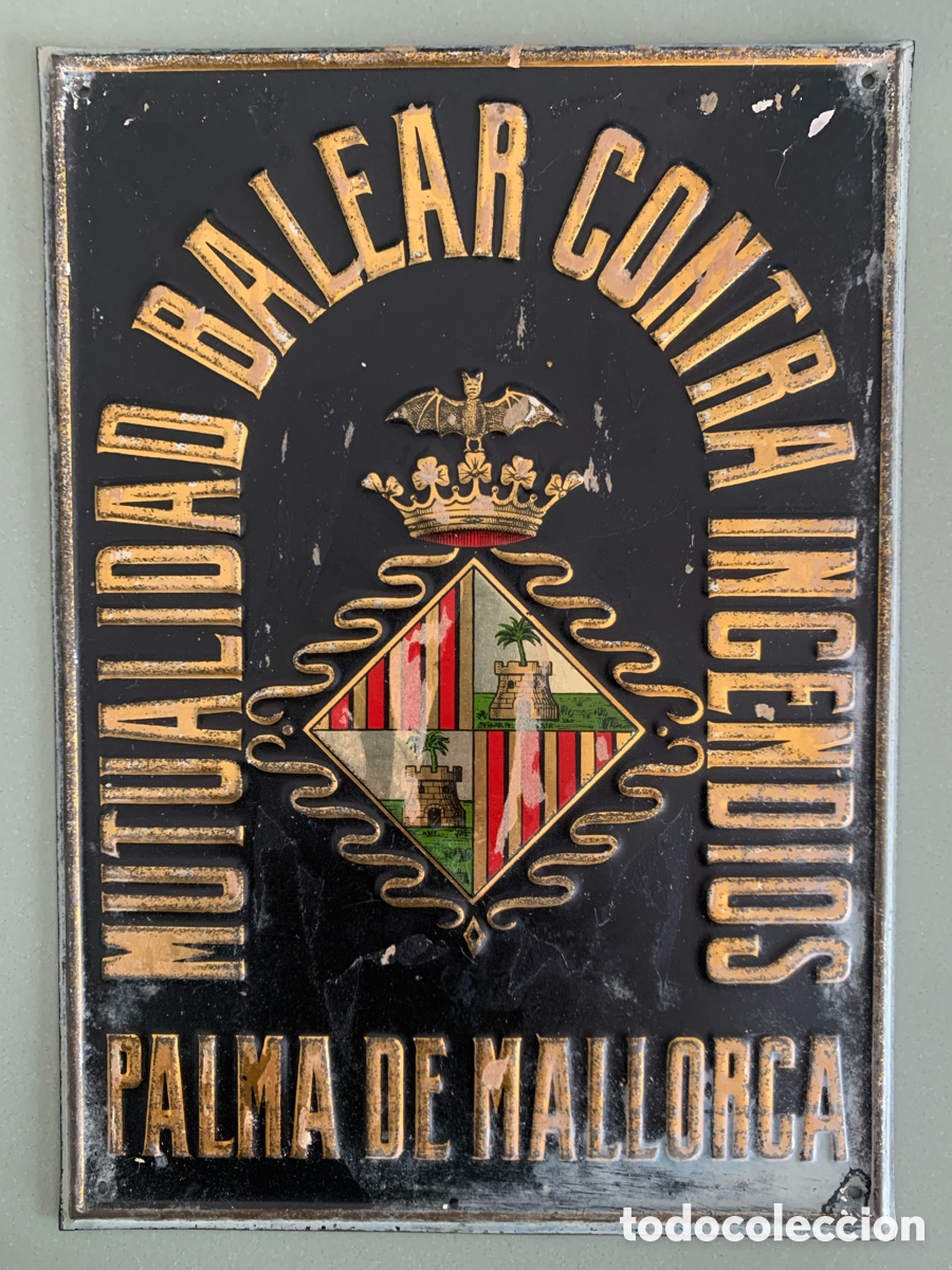Vintage: Placa met&aacute;lica mutualidad balear contra incendios