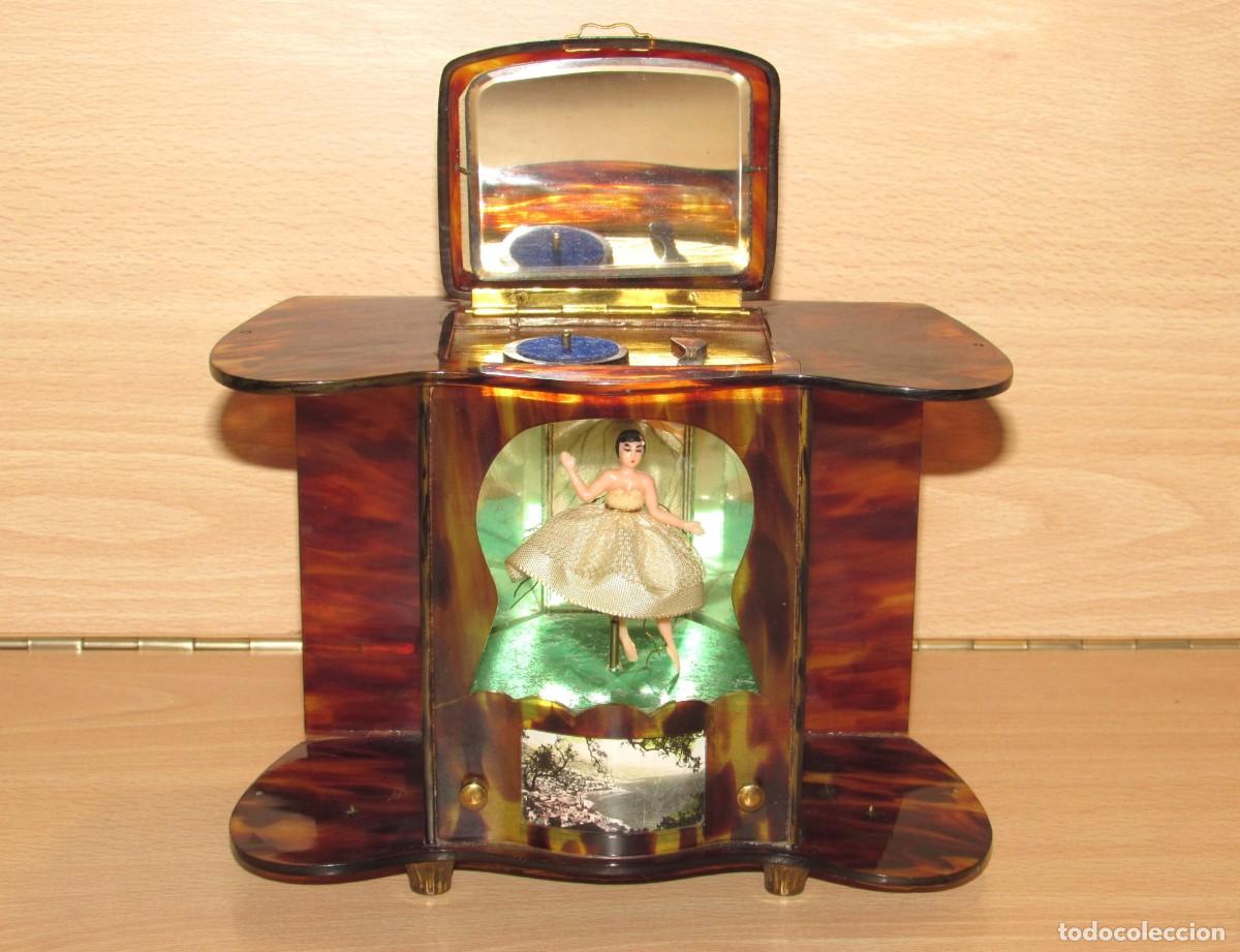 Vintage: Caja de m&uacute;sica musical vintage italiana bailarina pl&aacute;stico de &eacute;poca estilo carey Italia a&ntilde;os 50-60