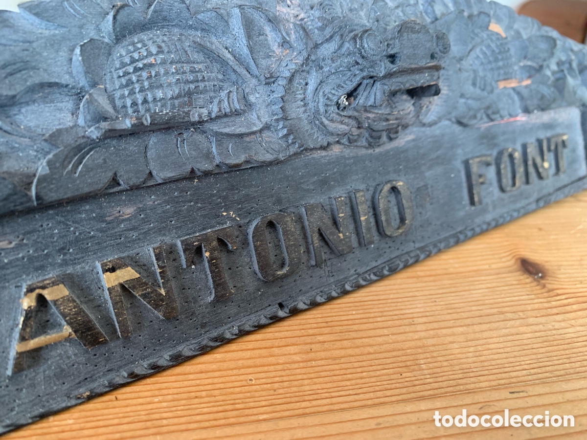 Vintage: Nombre Antonio Font de sobremesa/sobre escritorio talla en madera Balinesa