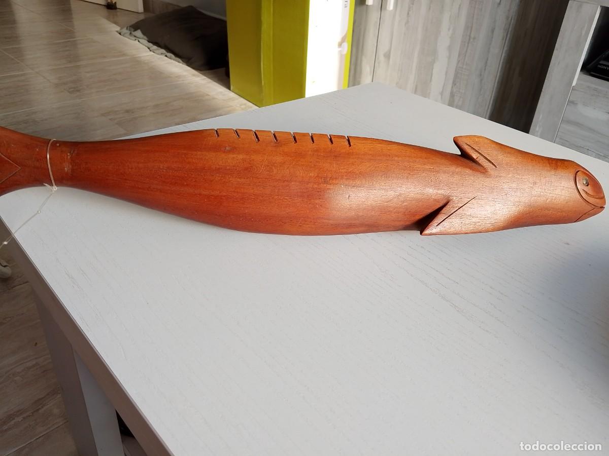 Vintage: Pez de madera tallado a mano en caoba - Foto 2