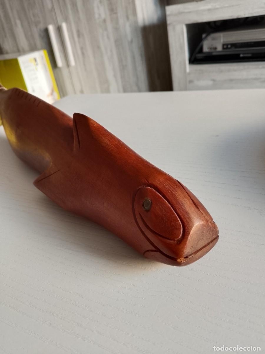 Vintage: Pez de madera tallado a mano en caoba - Foto 3