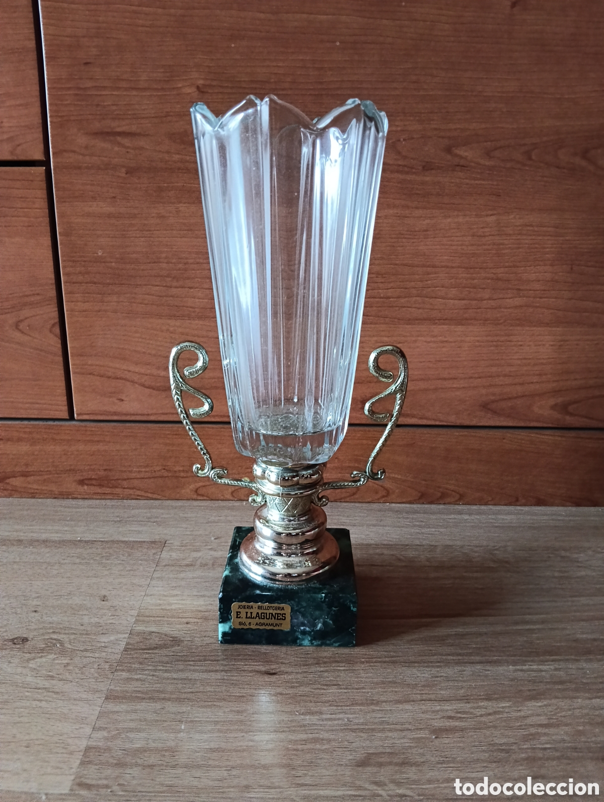 Vintage: TROFEO DE CRISTAL TALLADO Y MARMOL AGRAMUNT