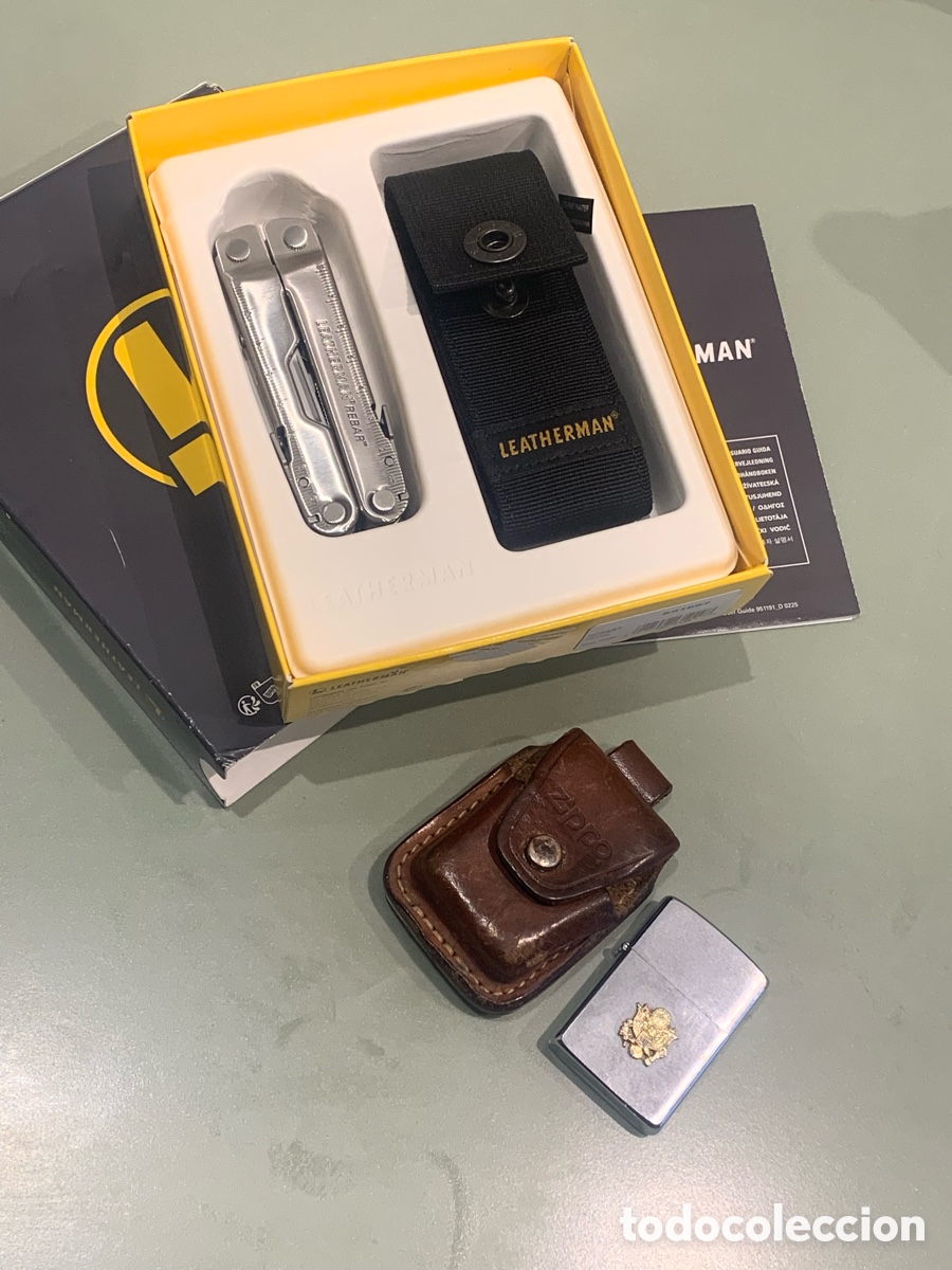 Vintage: Leatherman Rebar a estrenar y encendedor Zippo con funda de cuero original Zippo