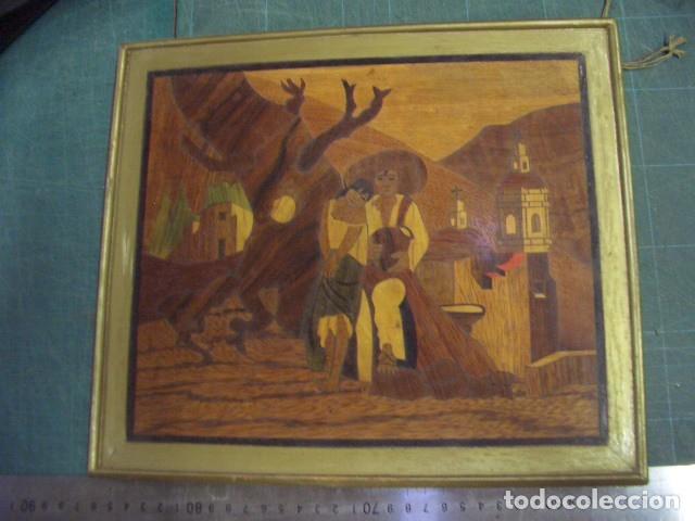 Vintage: Cuadro de taracea o marqueter&iacute;a de madera