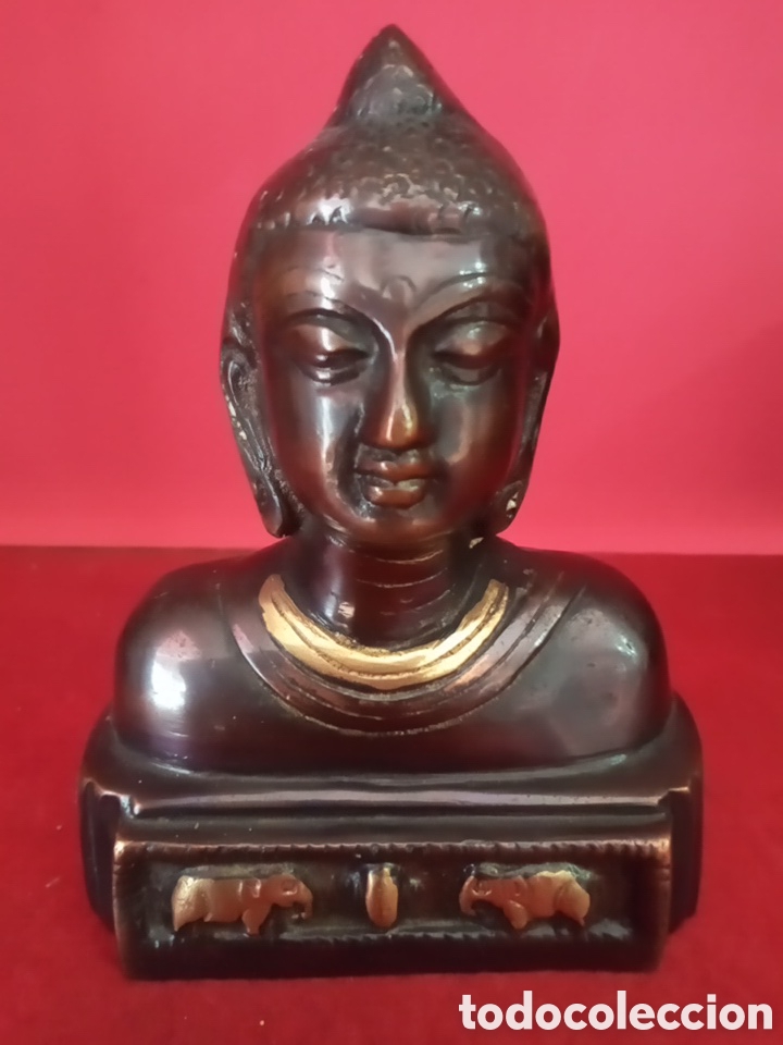 Vintage: ESCULTURA BUSTO DE BUDA BRONCE.
