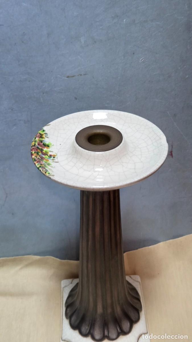 Vintage: porta vela de ceramica antigua
