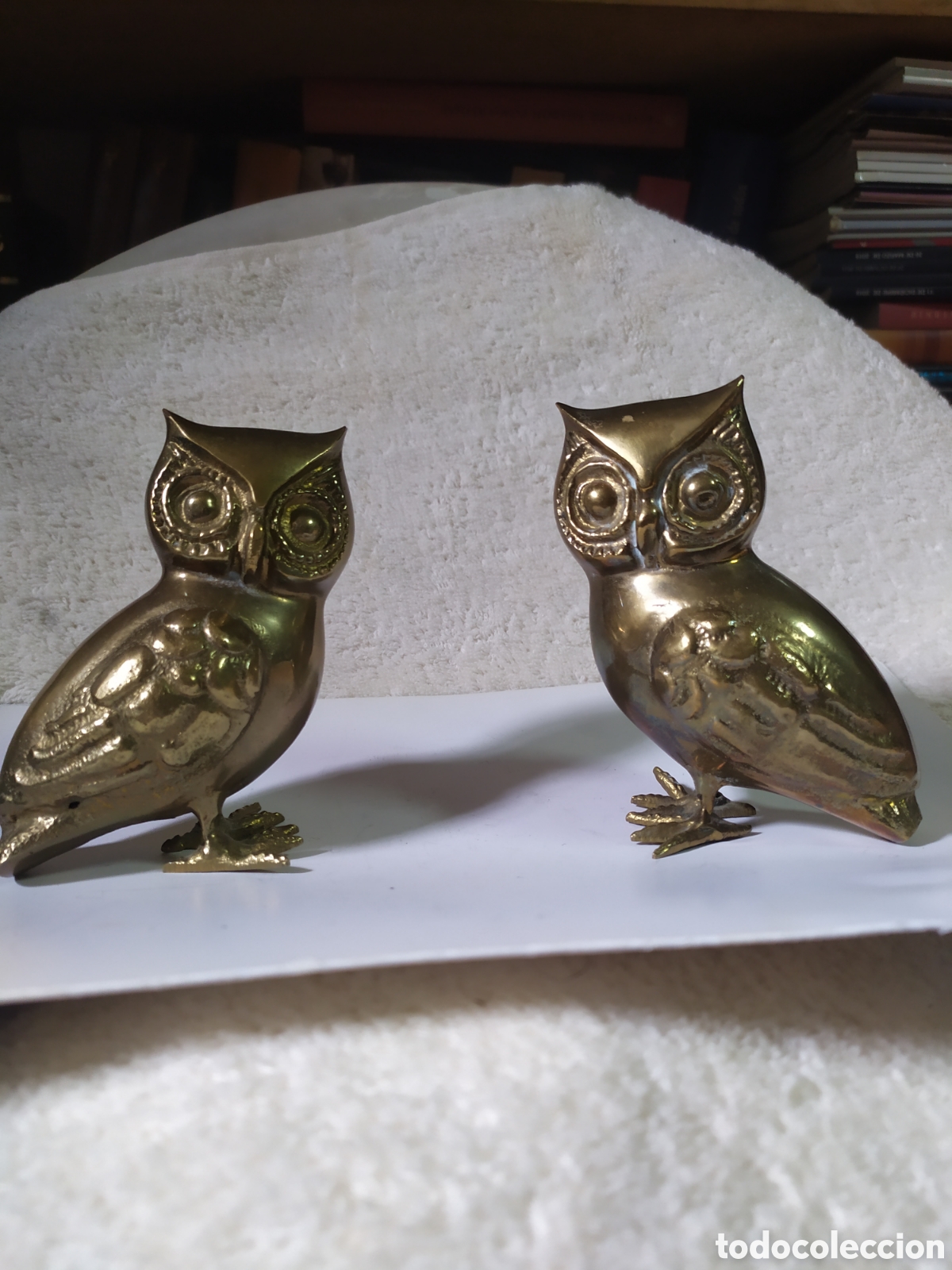 Vintage: Pareja de b&uacute;hos bronce