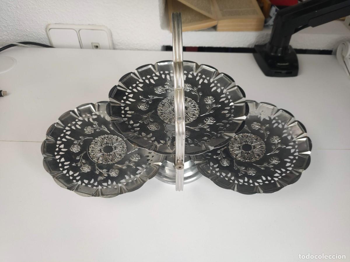 Vintage: Set de 3 Bandejas Plegables Plateadas - Foto 1