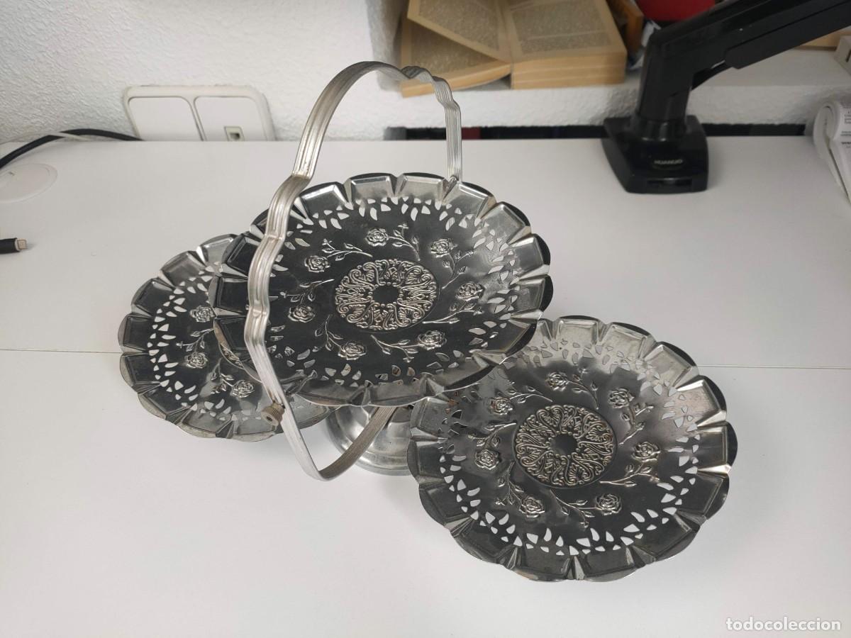Vintage: Set de 3 Bandejas Plegables Plateadas - Foto 2