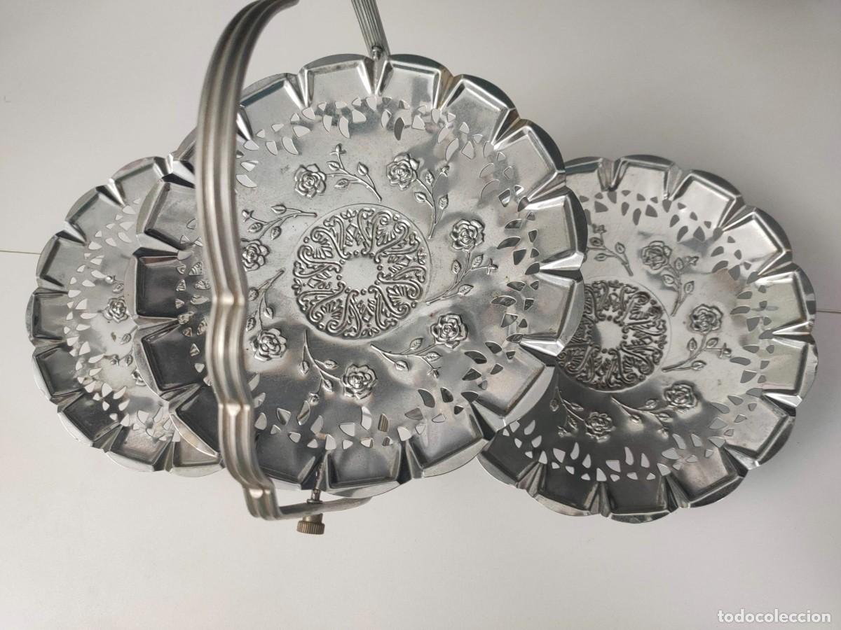 Vintage: Set de 3 Bandejas Plegables Plateadas - Foto 3