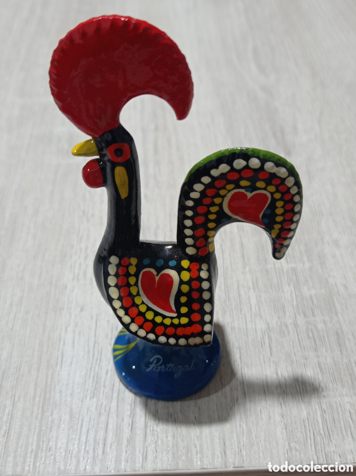 Vintage: Gallo decorado en rojo blanco