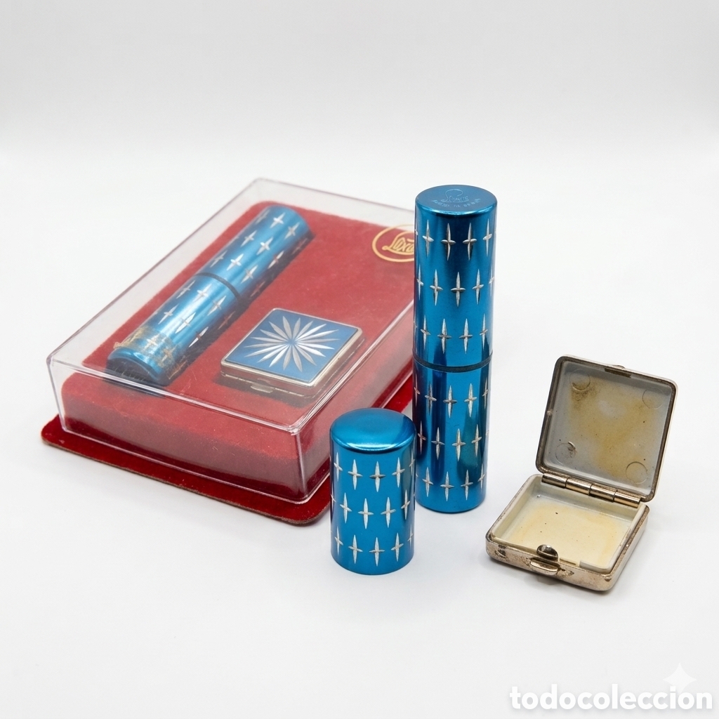 Vintage: Antiguo Set de bolso LUXUS A&ntilde;os 60/70 - Atomizador de Perfume y Pastillero / Estuche Original