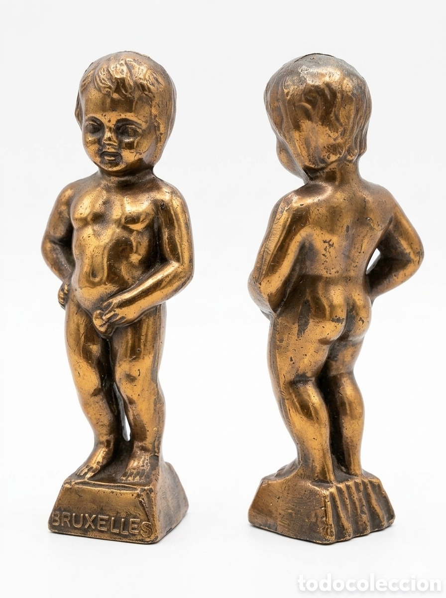 Vintage: Figura Vintage Manneken Pis (Bruselas) &ndash; Bronce / Metal Macizo, 12 cm