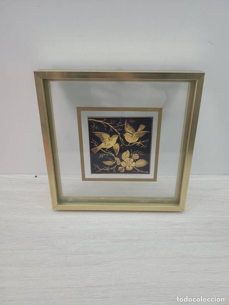 Vintage: CUADRO CON GRABADO DE P&Aacute;JAROS - Foto 2