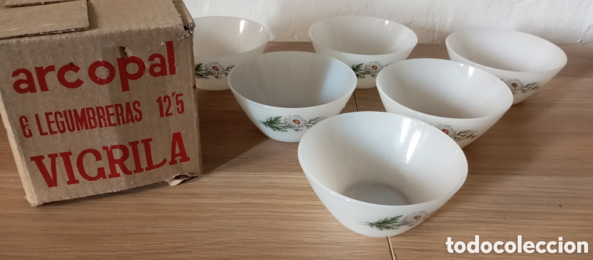 Vintage: Conjunto de 6 cuencos legumbreras Arcopal margaritas