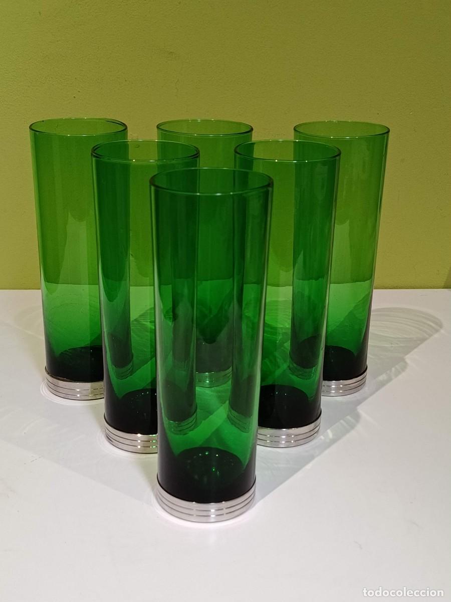 Vintage: Lote de 6 vasos de tubo verde vintage