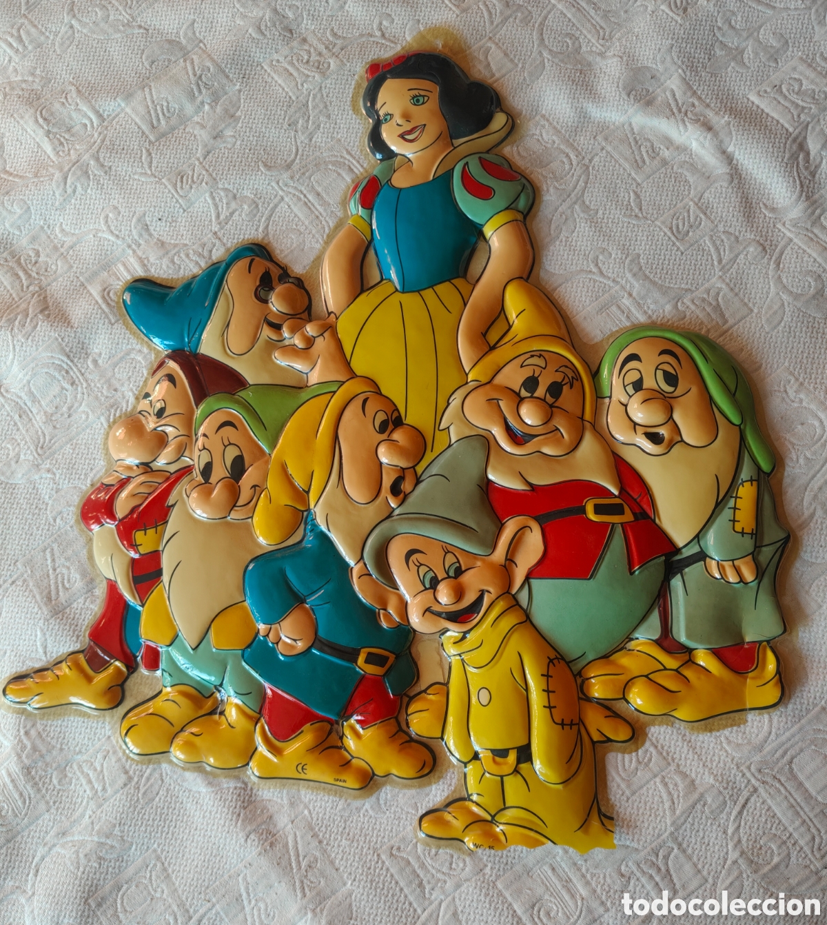 Vintage: REPRODUCCI&Oacute;N BLANCANIEVES Y LOS 7 ENANITOS DISNEY &ndash; FIGURA DECORATIVA DE PARED EN PL&Aacute;STICO DURO