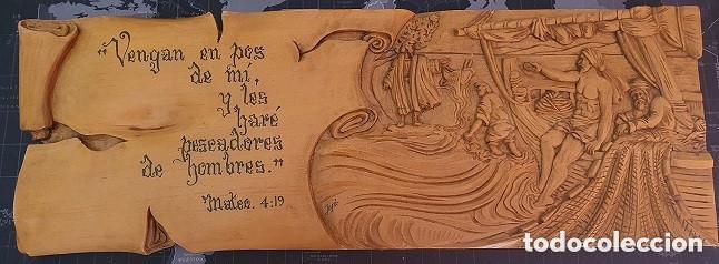 Vintage: Cuadro religioso en madera tallada. - Foto 1