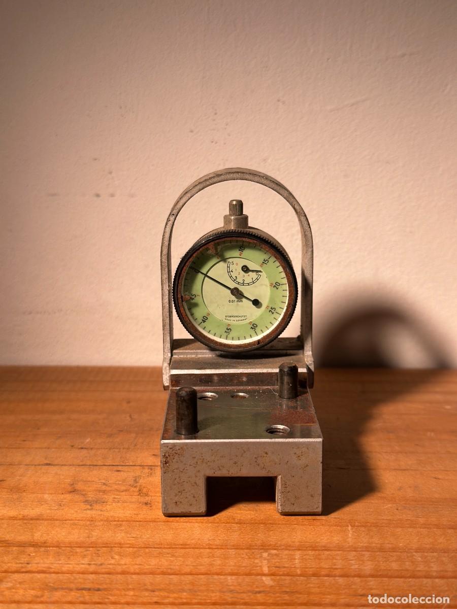 Vintage: 20.Reloj Comparador de Precisi&oacute;n 0,01 mm &ndash; Made in Germany con Soporte Met&aacute;lico