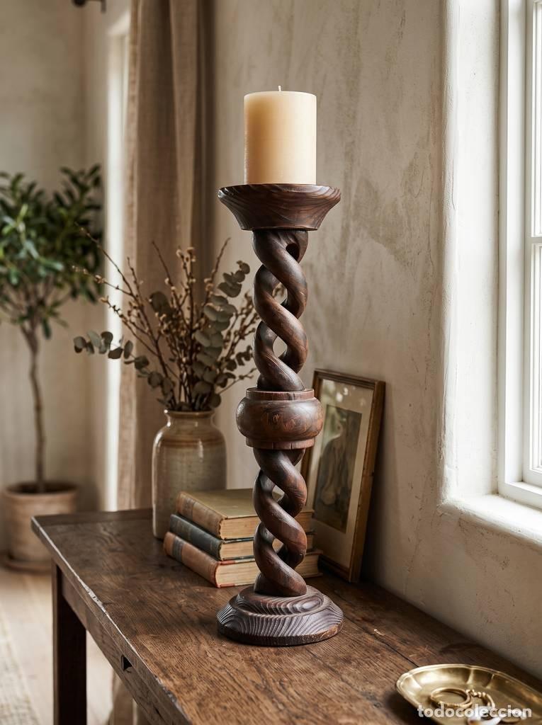 Vintage: CANDELABRO DE MADERA - Foto 1