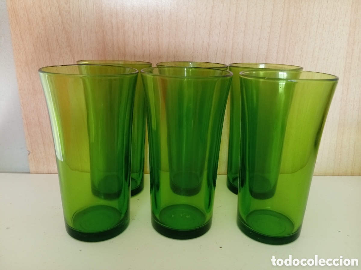 Vintage: 6 vasos altos Duralex verde