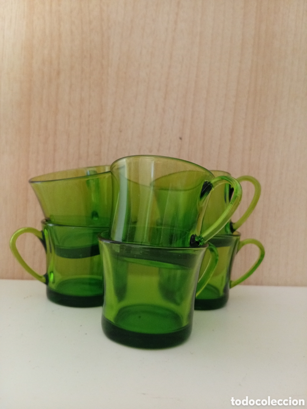 Vintage: Seis tazas de caf&eacute; Duralex verde - Foto 2