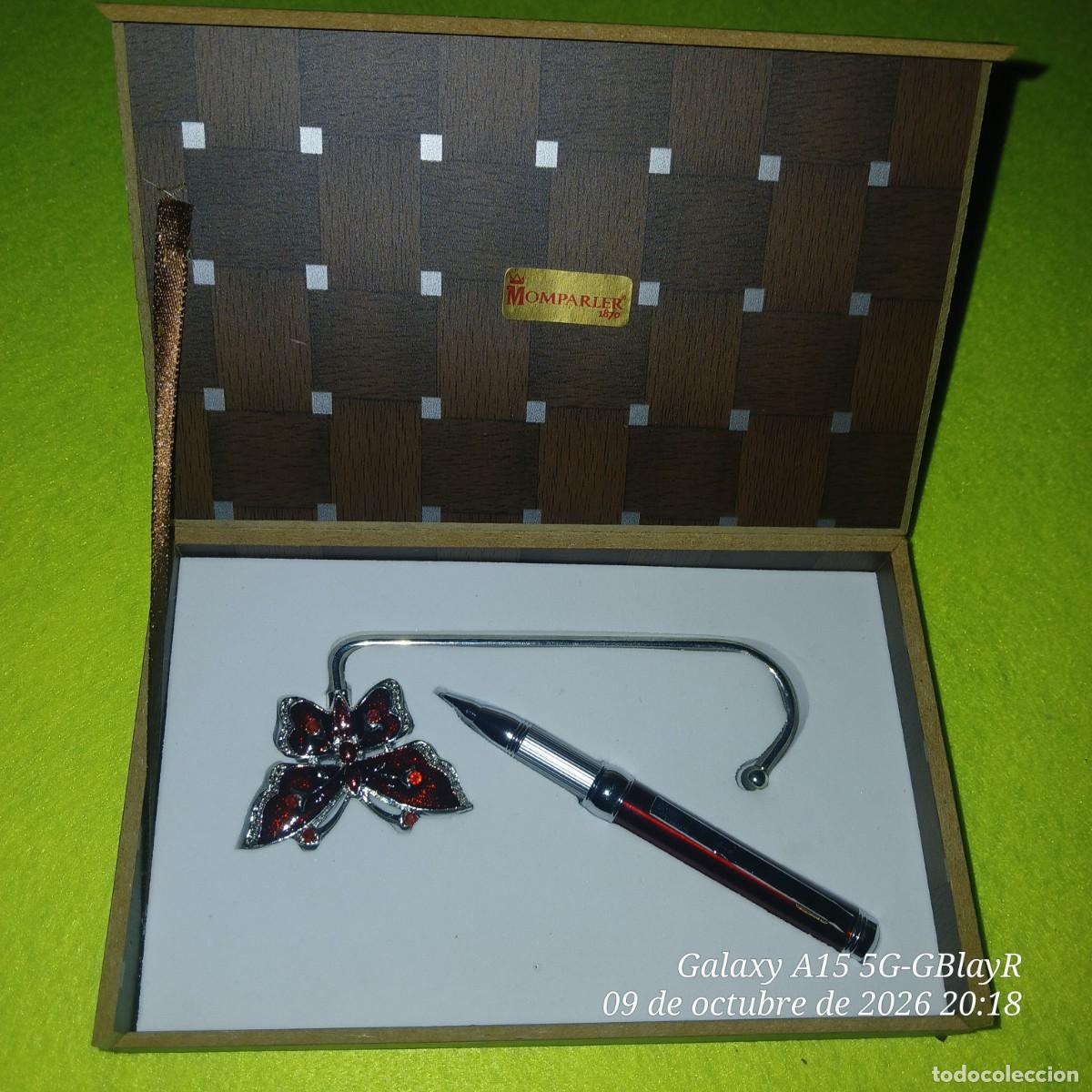 Vintage: Caja de regalos Monparler(Valencia),con bol&iacute;grafo y cuelga bolso. 90' siglo XX.
