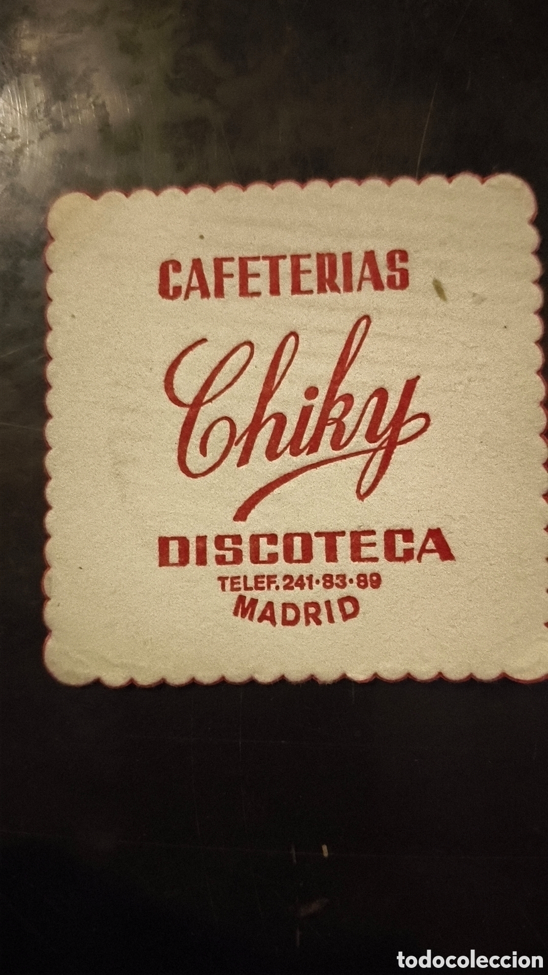 Vintage: Antiguo posavasos cafeter&iacute;a discoteca chiky Madrid