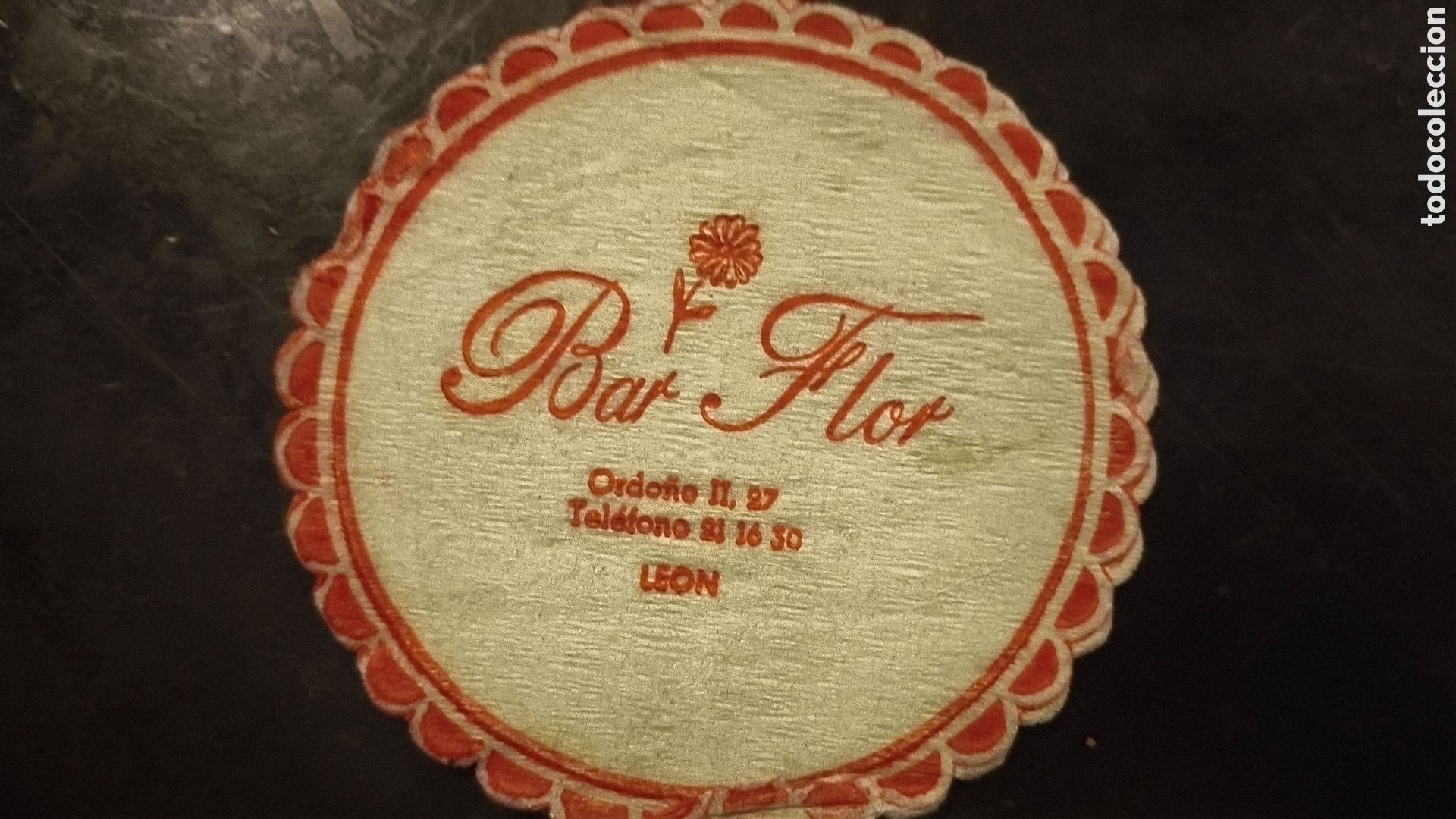 Vintage: Antiguo posavasos bar flor le&oacute;n castilla
