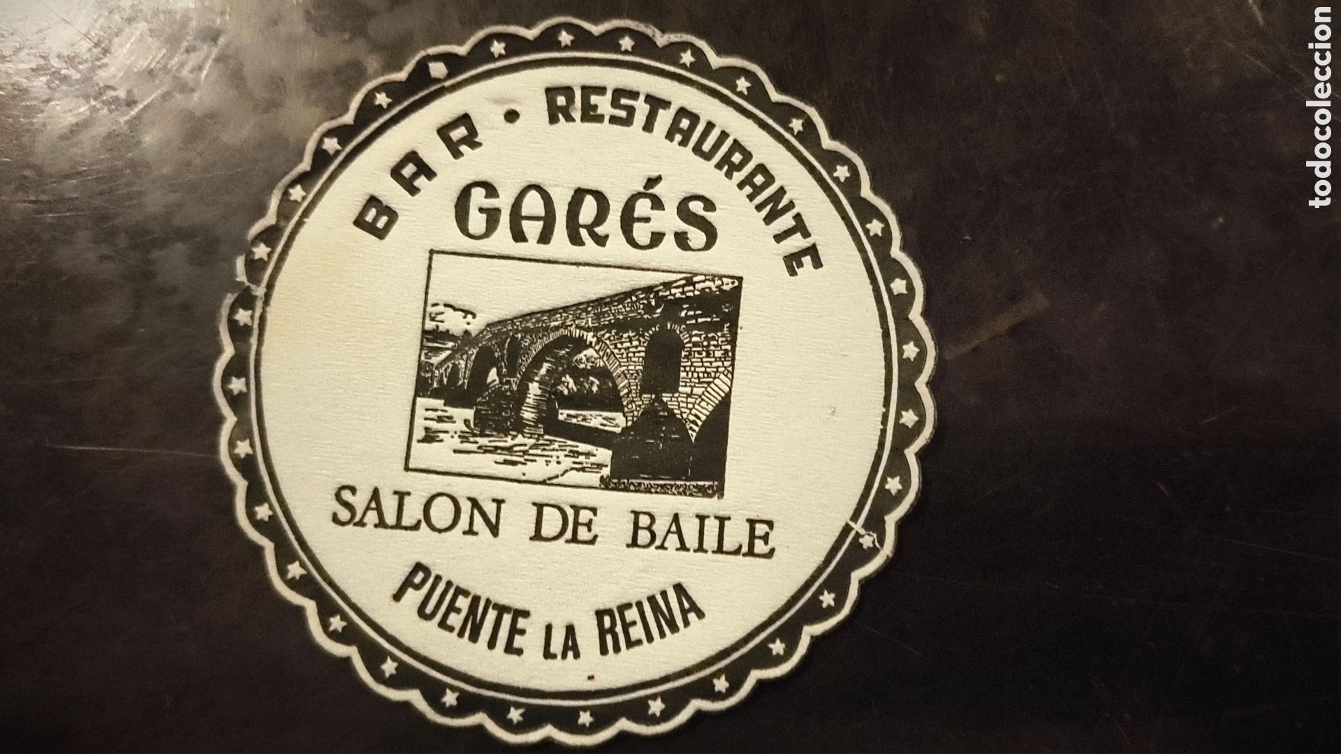 Vintage: Antiguo posavasos bar restaurante Garc&eacute;s puente la reina navarra