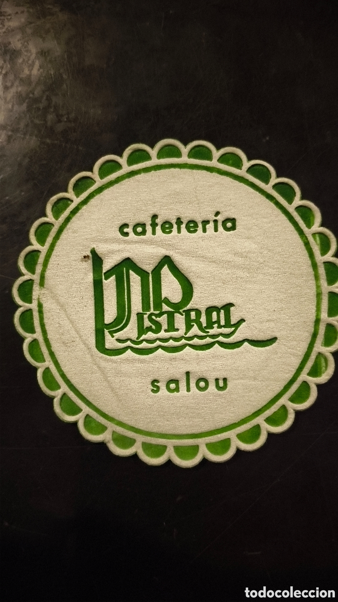 Vintage: Antiguo posavasos cafeter&iacute;a bar mistral Salou Tarragona