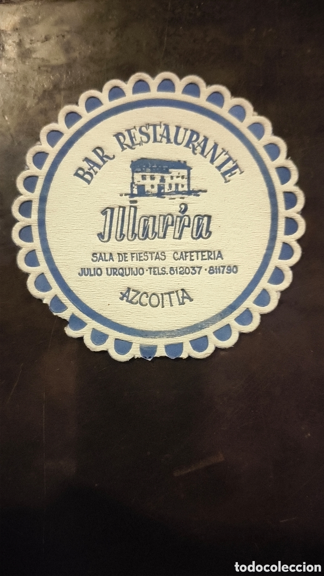 Vintage: Antiguo posavasos bar restaurante illarra azcoitia Guip&uacute;zcoa