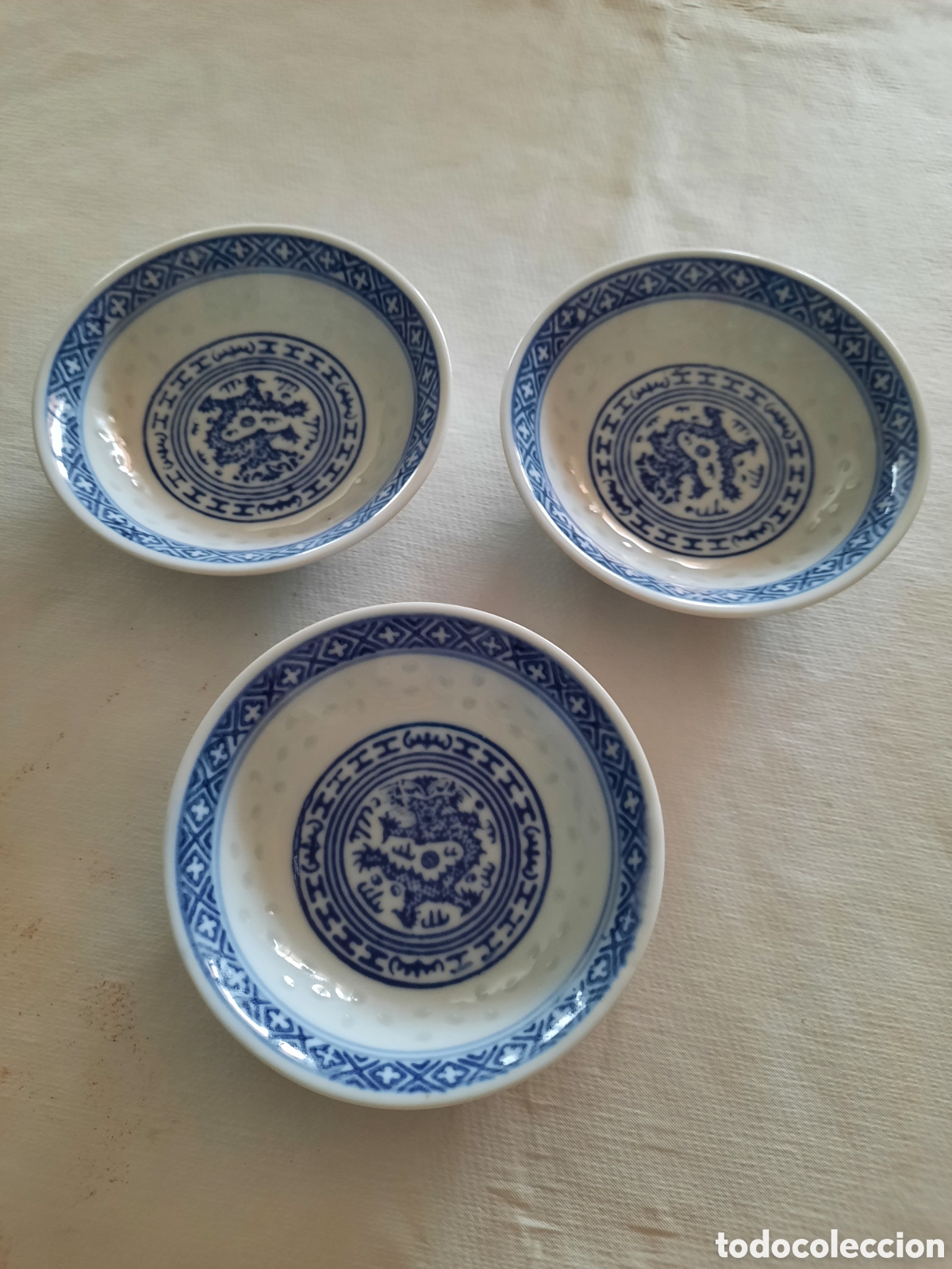 Vintage: 3 cuencos porcelana China grano de arroz vintage