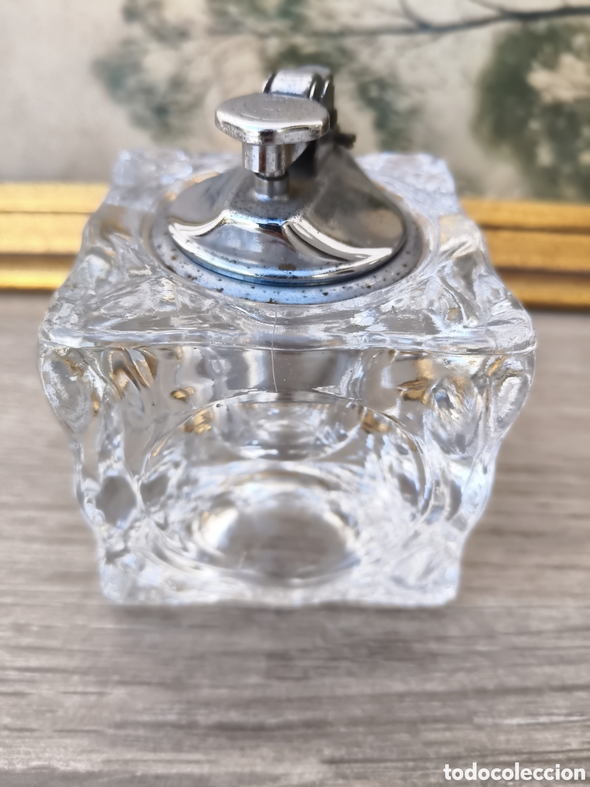 Vintage: Encendedor cubo de cristal de los a&ntilde;os 70