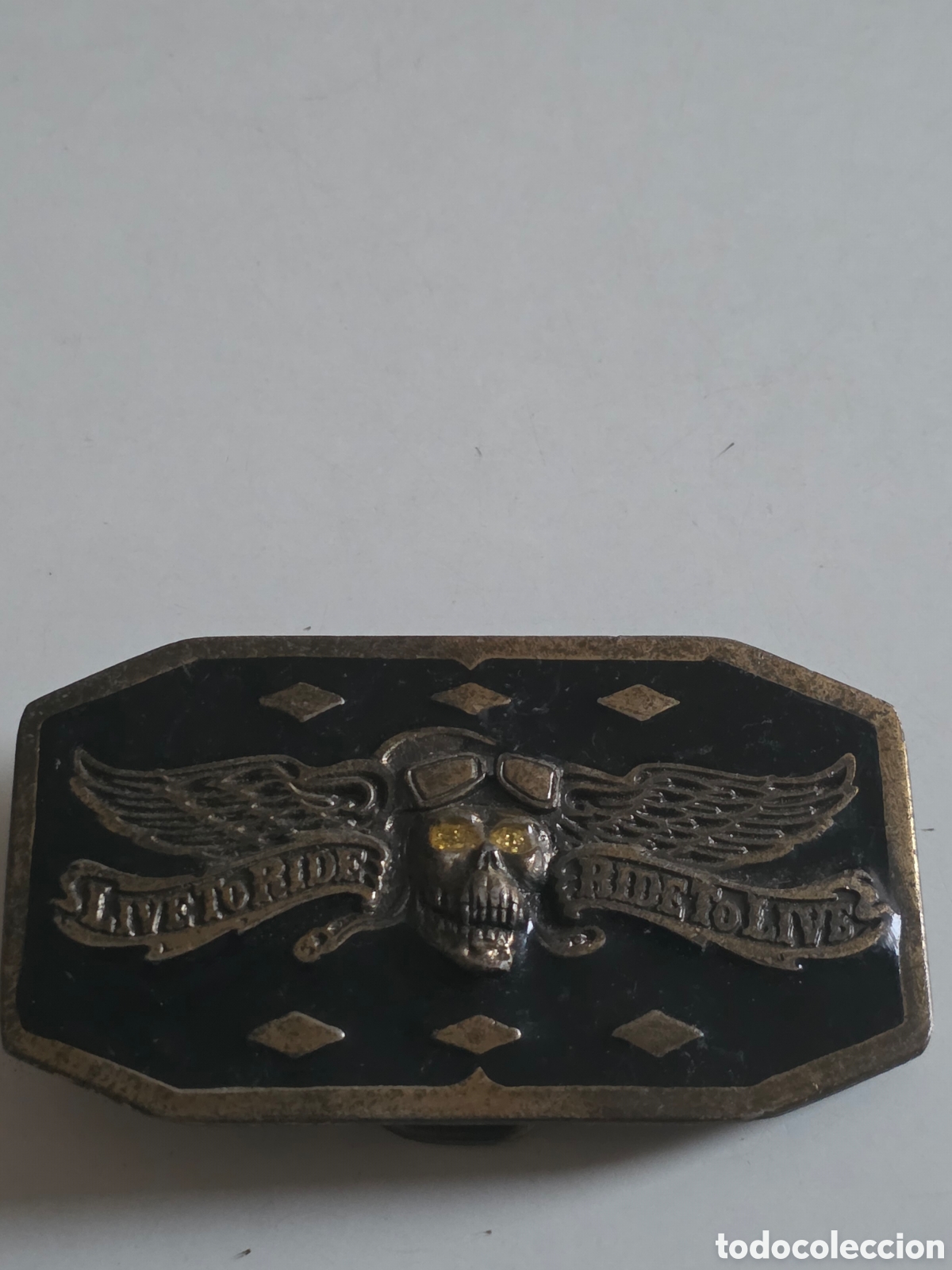 Vintage: hebilla vintage live to ride calavera 1984 bergamot usa