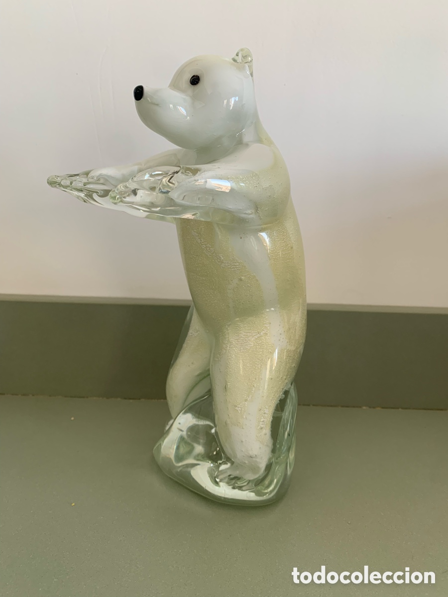 Vintage: Ours Blanc, Reijmyre Glasbruk (Suecia).figura de cristal soplado
