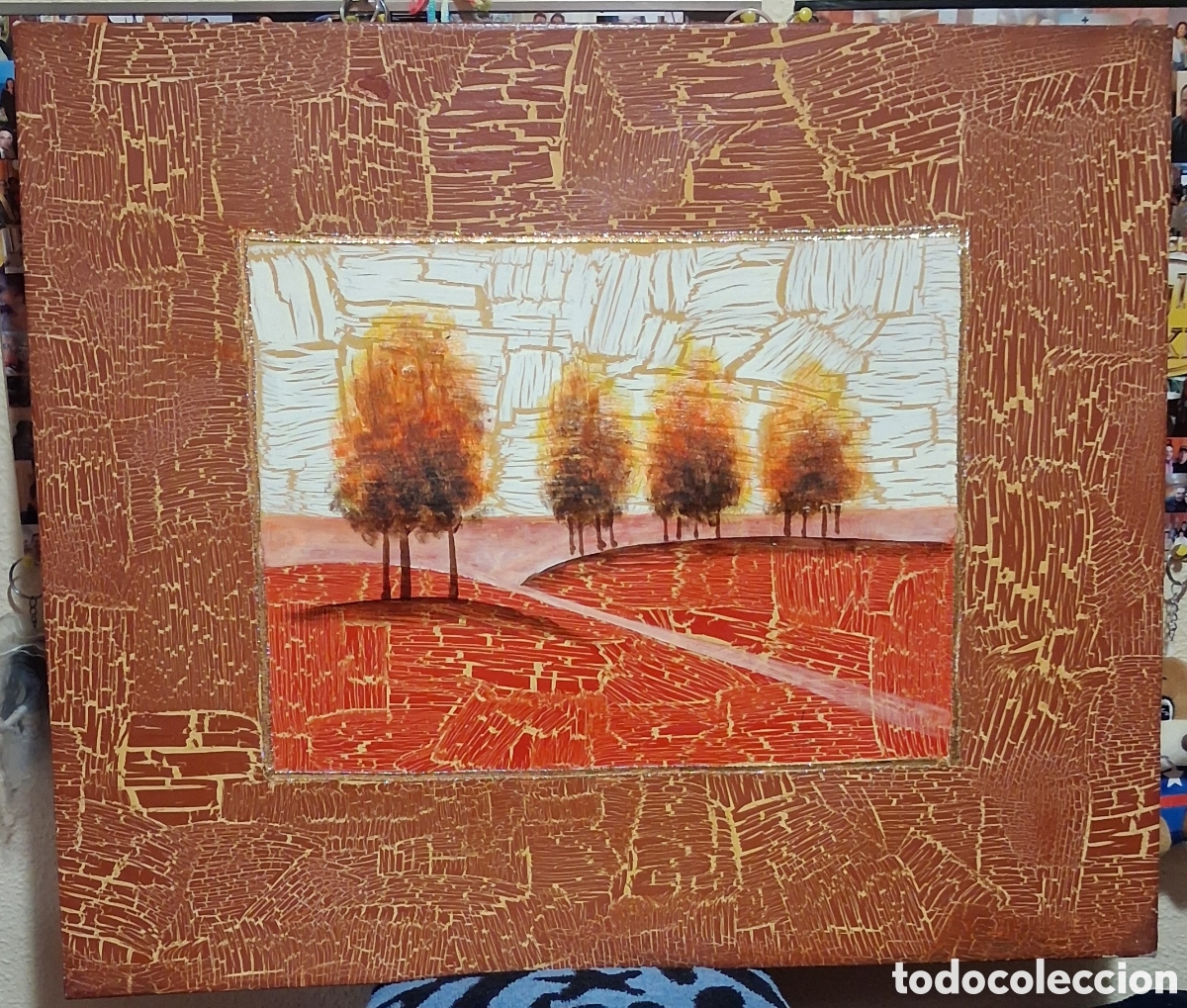 Vintage: Cuadro decorativo dorado y naranja - Foto 1