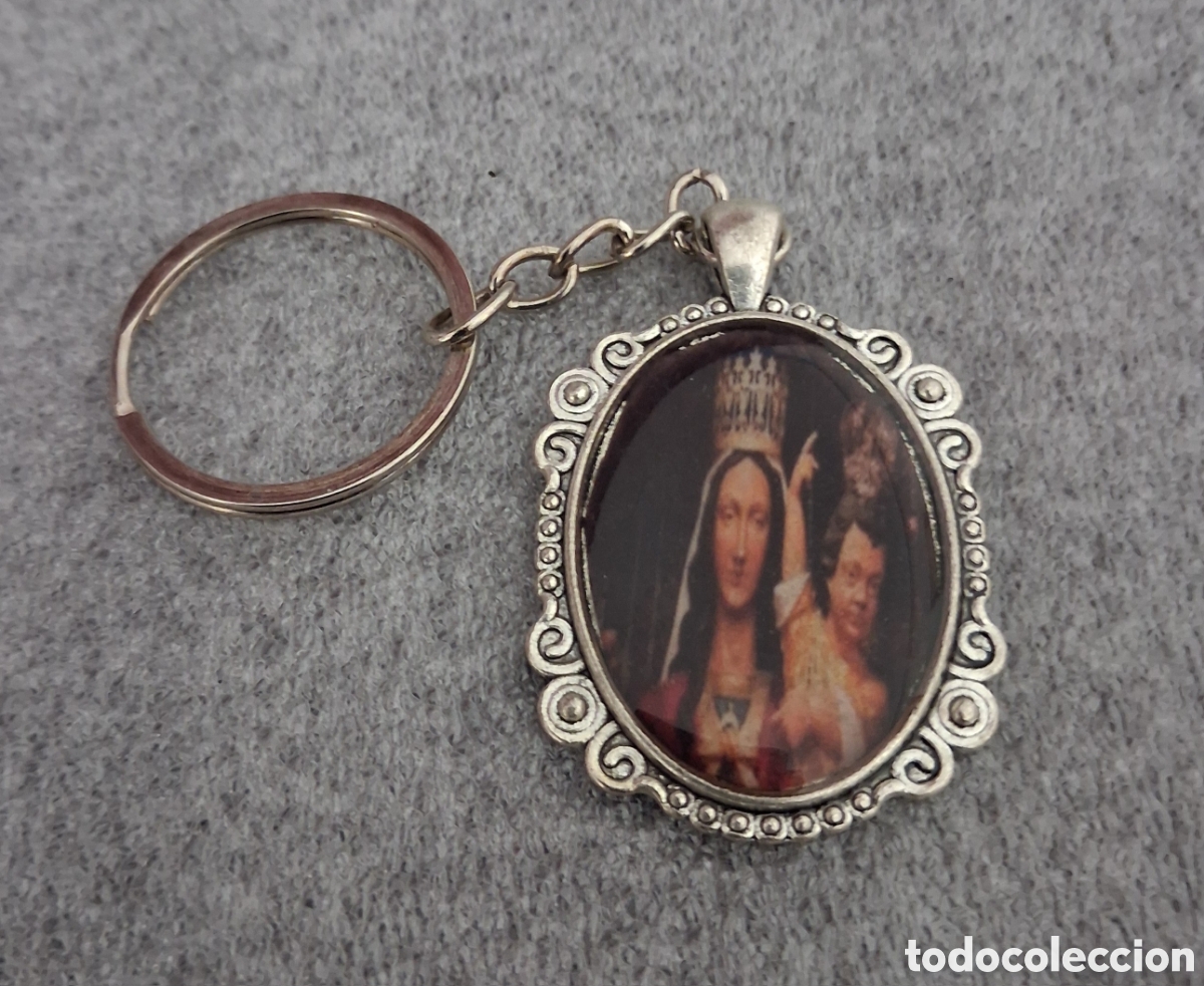 Vintage: Llavero met&aacute;lico Virgen con Ni&ntilde;o Jes&uacute;s
