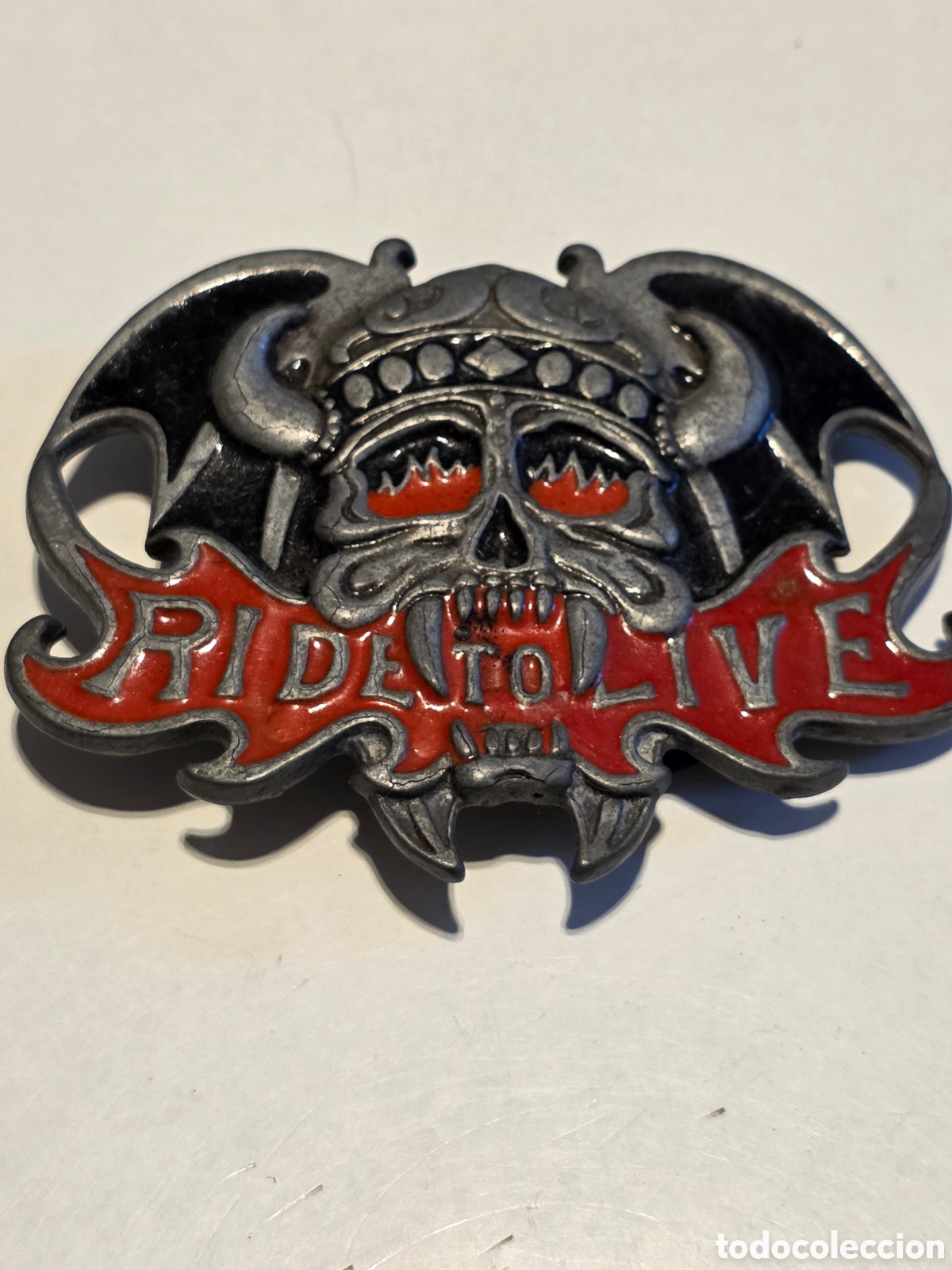 Vintage: hebilla de cintur&oacute;n ride to live calavera solid brass - Foto 2