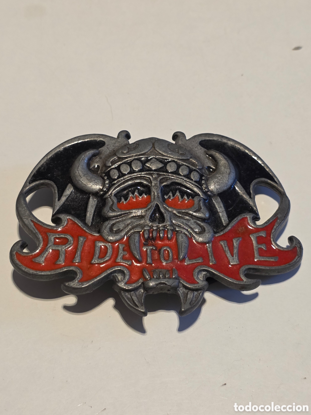 Vintage: hebilla de cintur&oacute;n ride to live calavera solid brass - Foto 3