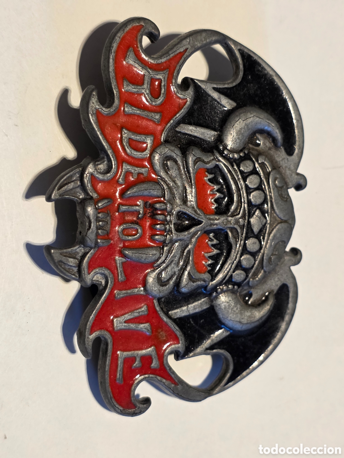 Vintage: hebilla de cintur&oacute;n ride to live calavera solid brass - Foto 4