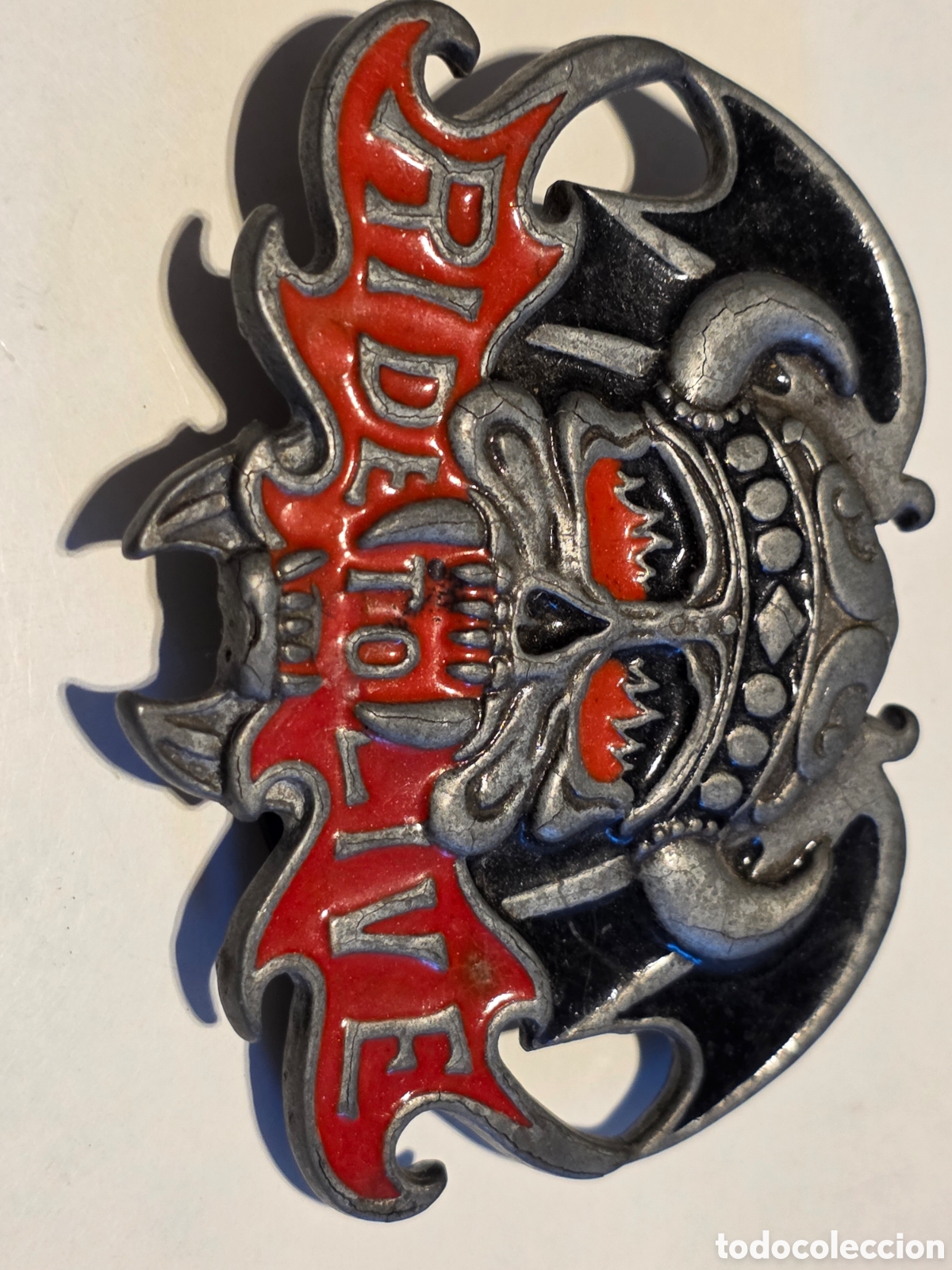 Vintage: hebilla de cintur&oacute;n ride to live calavera solid brass - Foto 5